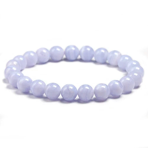 Natural Blue Lace Agate Beaded Bracelet – Gemstone Jewelry for Men and Women