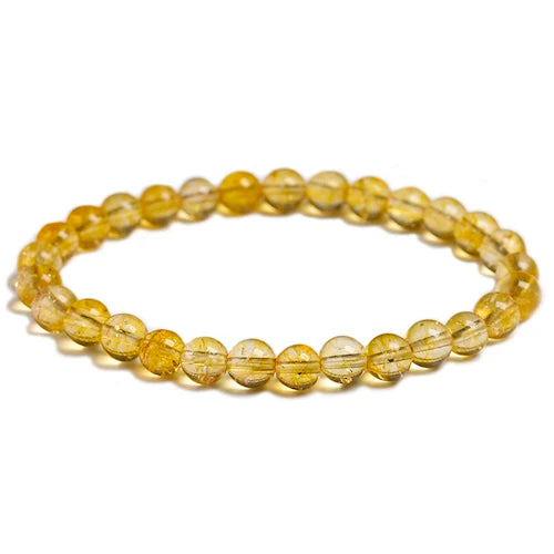 Natural Yellow Citrine Quartz Beaded Bracelet – Gemstone Jewelry for Men and Women
