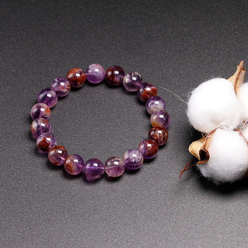 Natural Amethyst Beaded Bracelet – Gemstone Jewelry for Men and Women