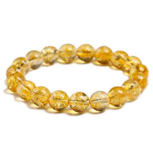 Natural Yellow Citrine Quartz Beaded Bracelet – Gemstone Jewelry for Men and Women