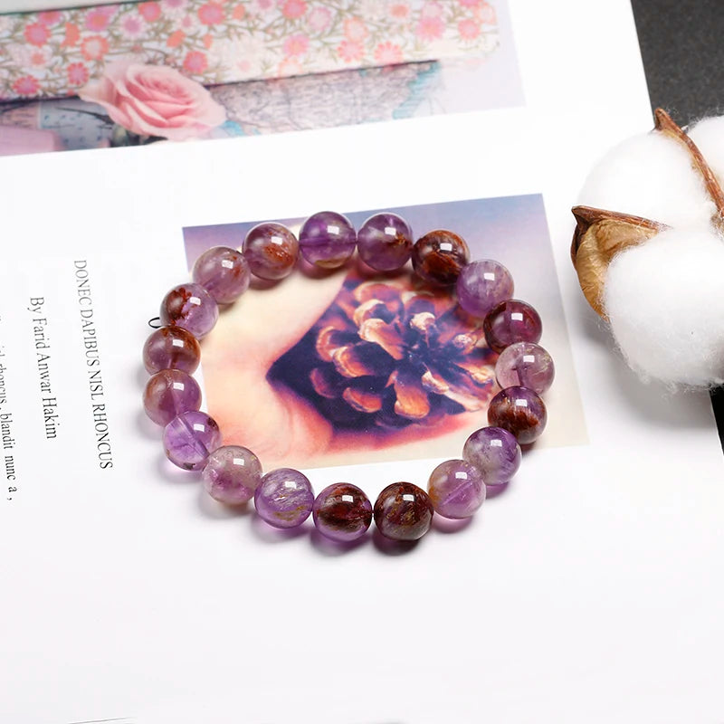 Natural Amethyst Beaded Bracelet – Gemstone Jewelry for Men and Women