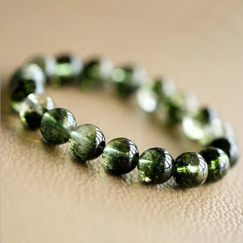 Natural Olivine Stone Beaded Bracelet – Semi-Precious Gem Jewelry for Men and Women