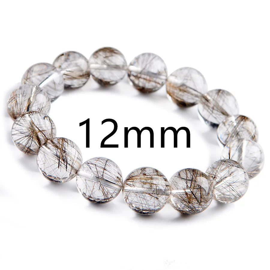 Natural Silver Rutilated Quartz Beaded Bracelet – Gemstone Jewelry for Men and Women