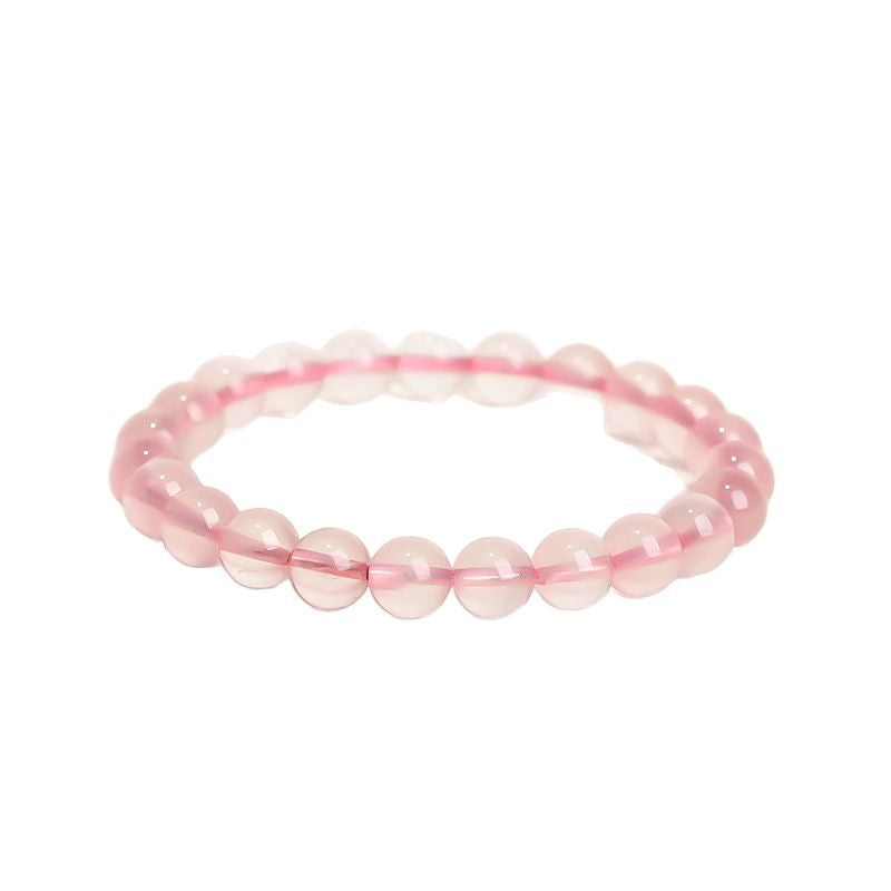 Natural Rose Quartz Crystal Bead Bracelet 12mm – Pink Stone Healing Energy Jewelry for Women