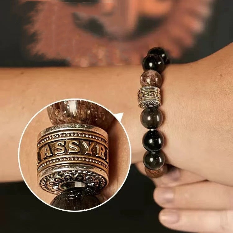 Natural Black Obsidian Beaded Bracelet – Handmade Men’s Gemstone Jewelry