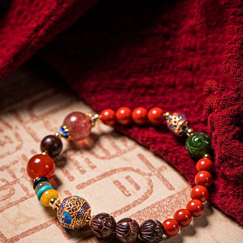 Multicolor Natural Crystal Beaded Bracelet – Handmade Ethnic Style Energy Healing Jewelry