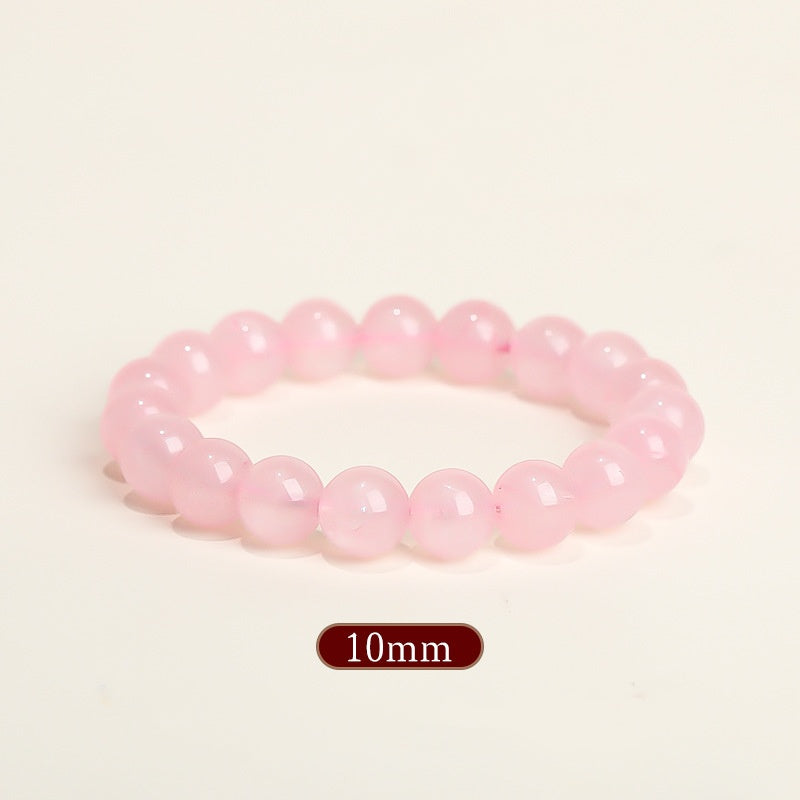 Natural Rose Quartz Crystal Bead Bracelet 12mm – Pink Stone Healing Energy Jewelry for Women