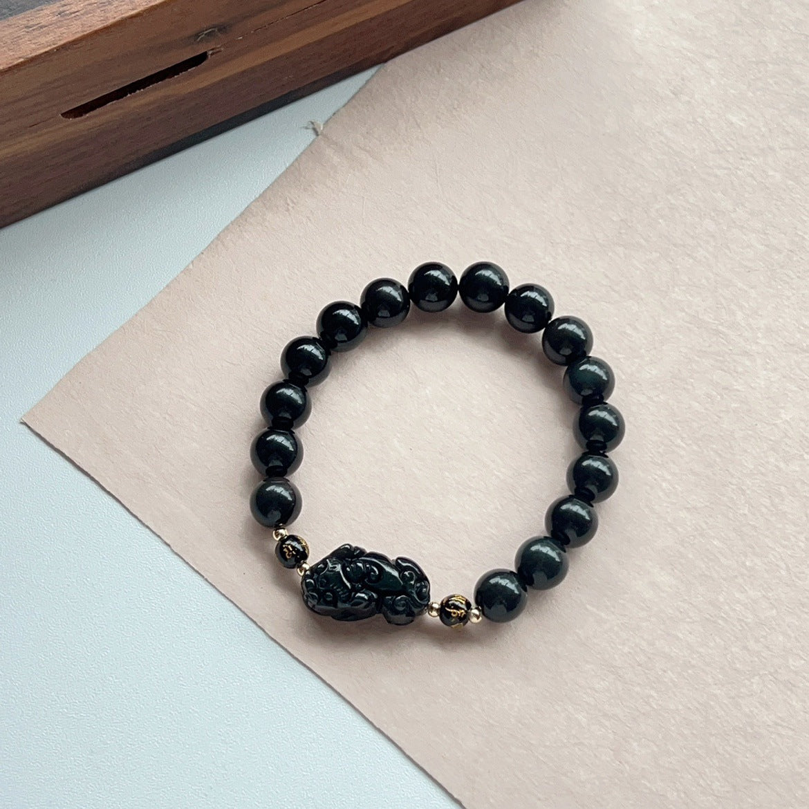 Couple Crystal Bracelets – Natural Obsidian & Rose Quartz Matching Set for Him & Her