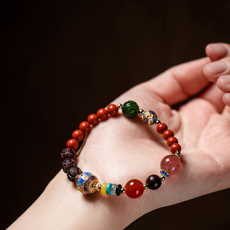 Multicolor Natural Crystal Beaded Bracelet – Handmade Ethnic Style Energy Healing Jewelry