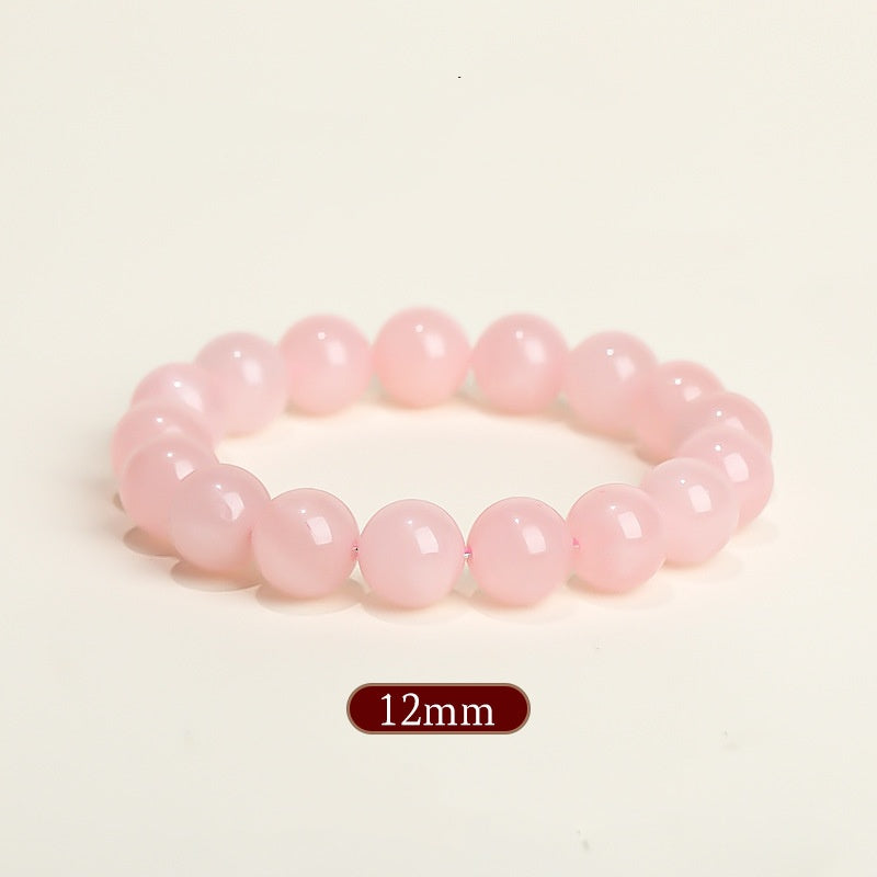 Natural Rose Quartz Crystal Bead Bracelet 12mm – Pink Stone Healing Energy Jewelry for Women