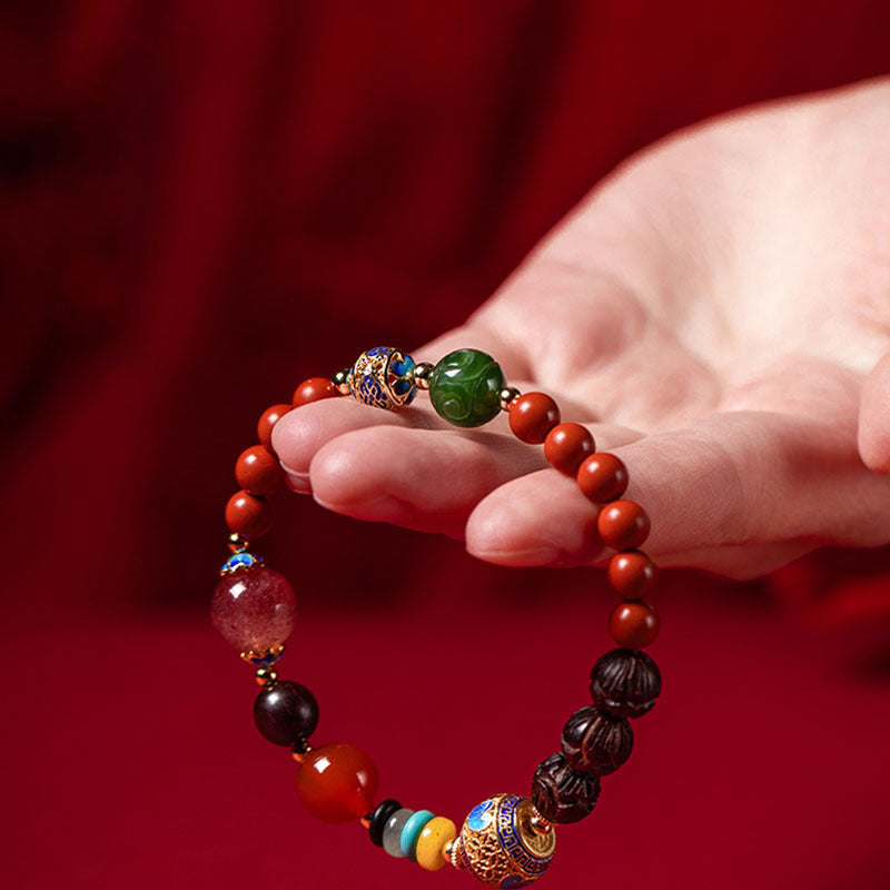 Multicolor Natural Crystal Beaded Bracelet – Handmade Ethnic Style Energy Healing Jewelry