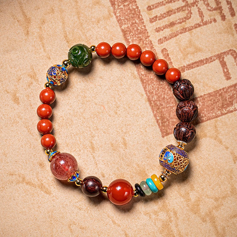 Multicolor Natural Crystal Beaded Bracelet – Handmade Ethnic Style Energy Healing Jewelry