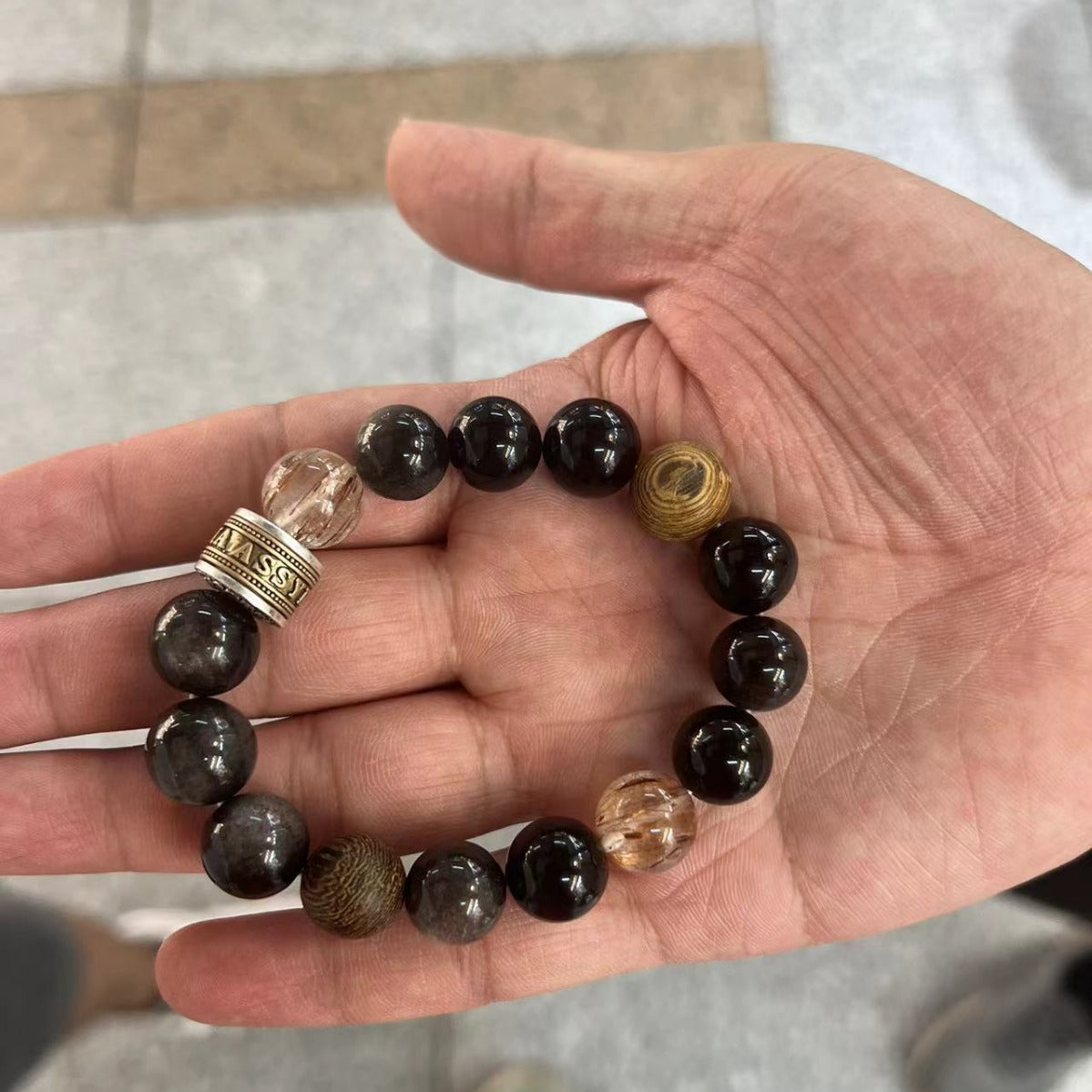 Natural Black Obsidian Beaded Bracelet – Handmade Men’s Gemstone Jewelry