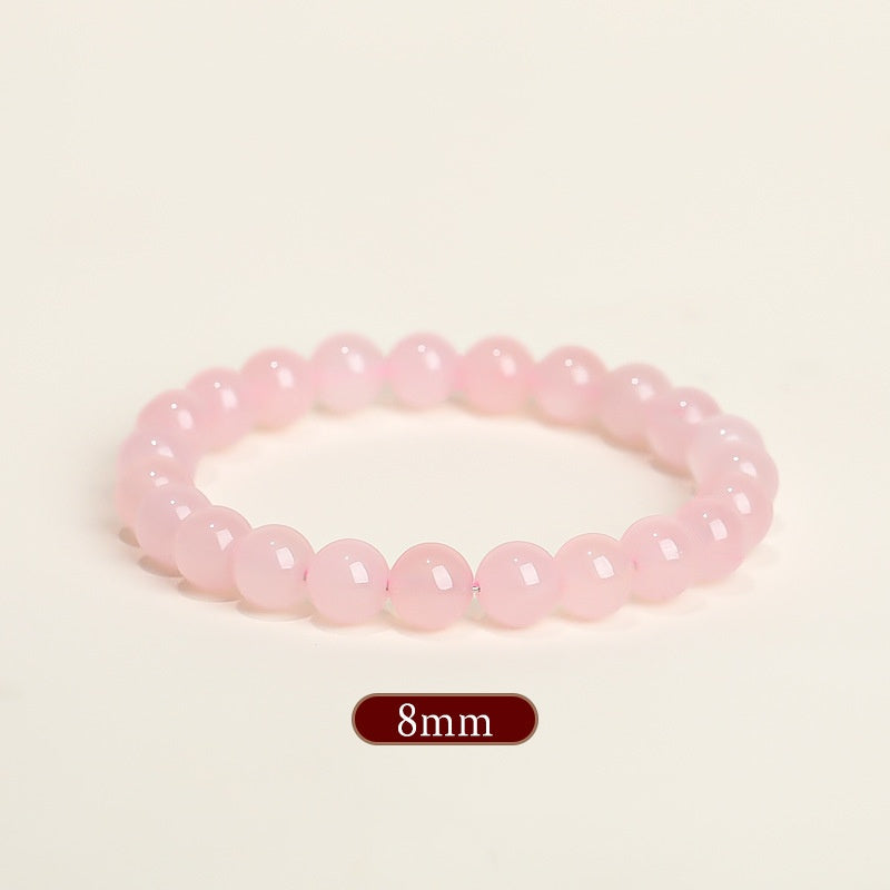 Natural Rose Quartz Crystal Bead Bracelet 12mm – Pink Stone Healing Energy Jewelry for Women