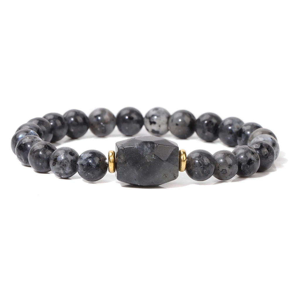 Natural Stone Crystal Beaded Bracelet Handmade Unisex Jewelry