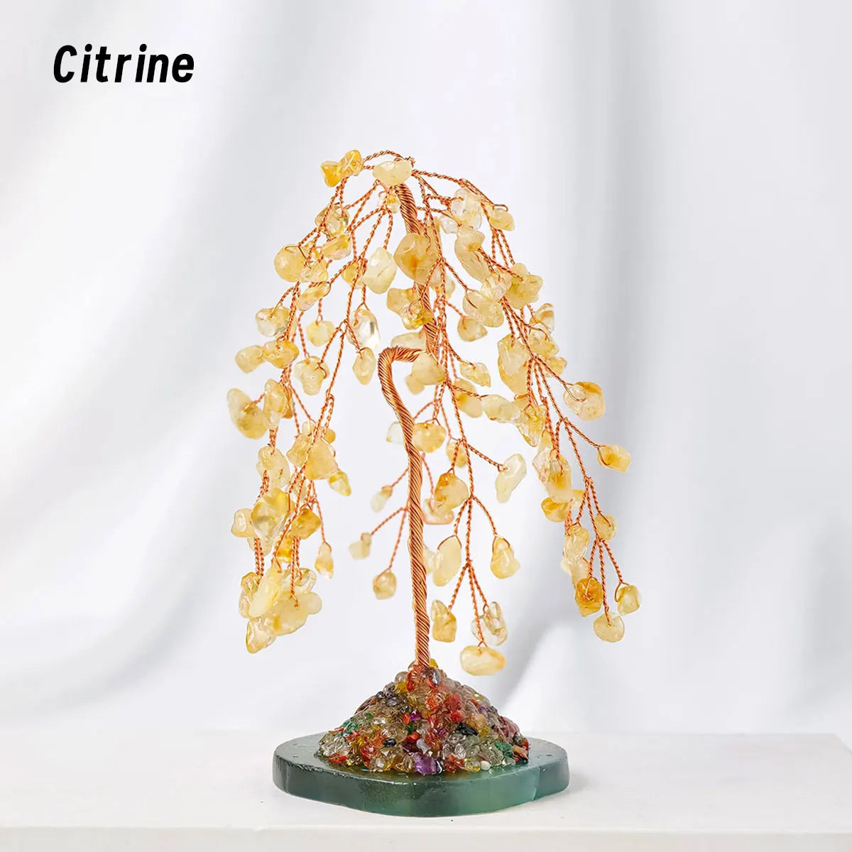 Natural Crystal Gemstone Tree with Amethyst Rose Quartz Agate on Copper Wire Base