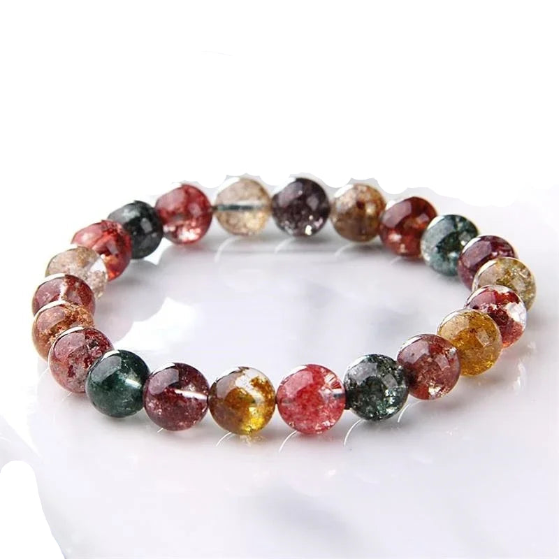 Natural Color Ghost Crystal Beaded Bracelet – Gemstone Jewelry for Men and Women