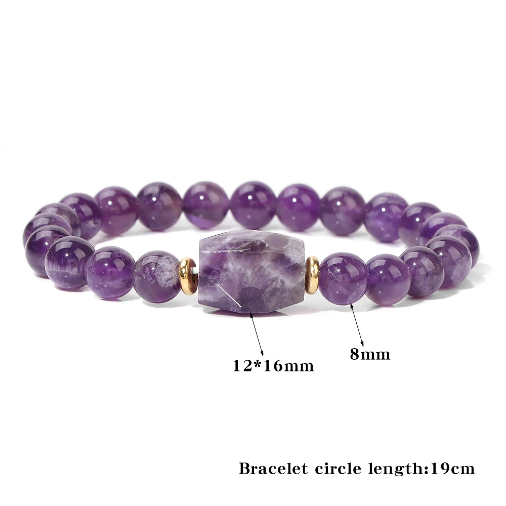 Natural Stone Crystal Beaded Bracelet Handmade Unisex Jewelry