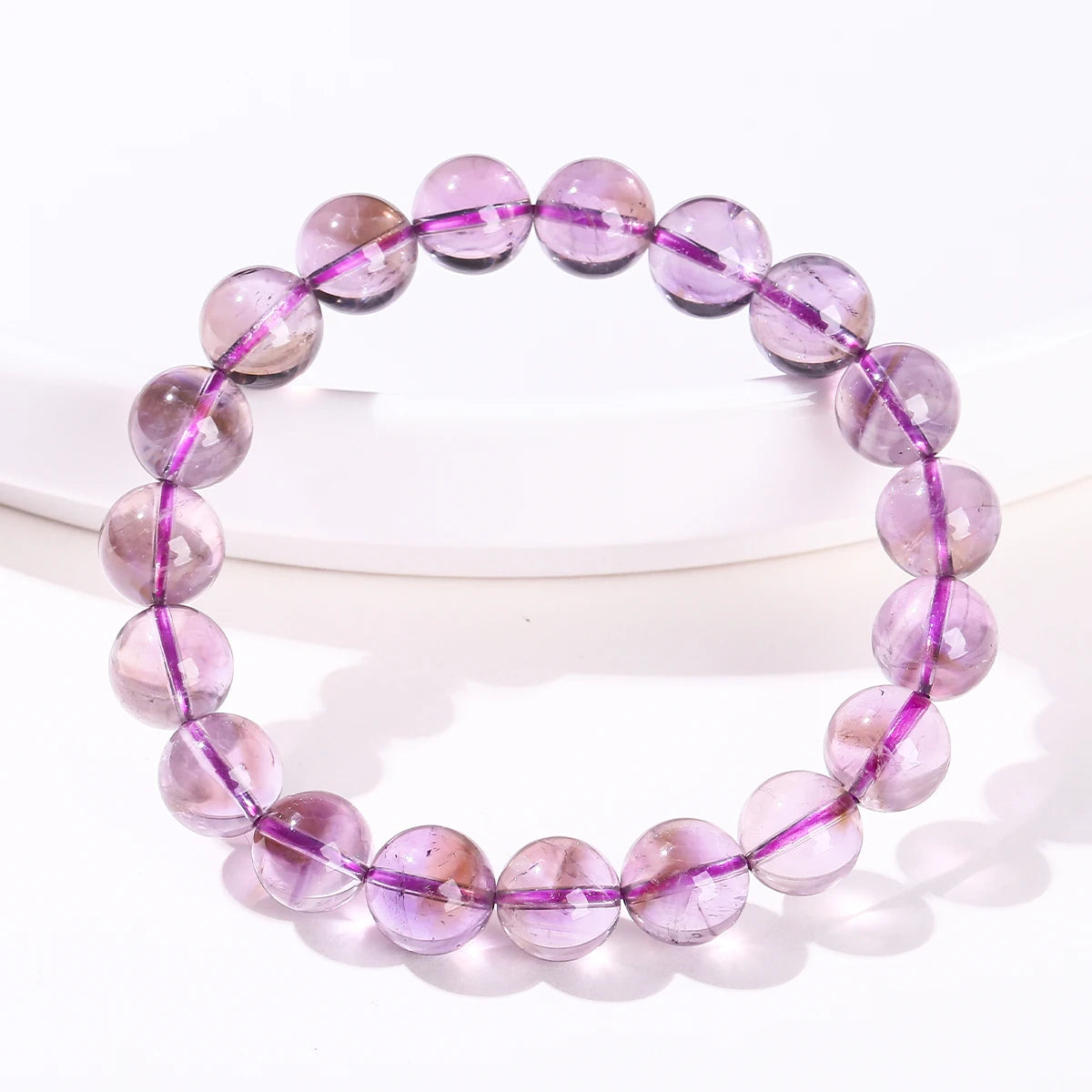 Natural Brazilian Ice Amethyst Beaded Bracelet – Gemstone Jewelry for Women and Me