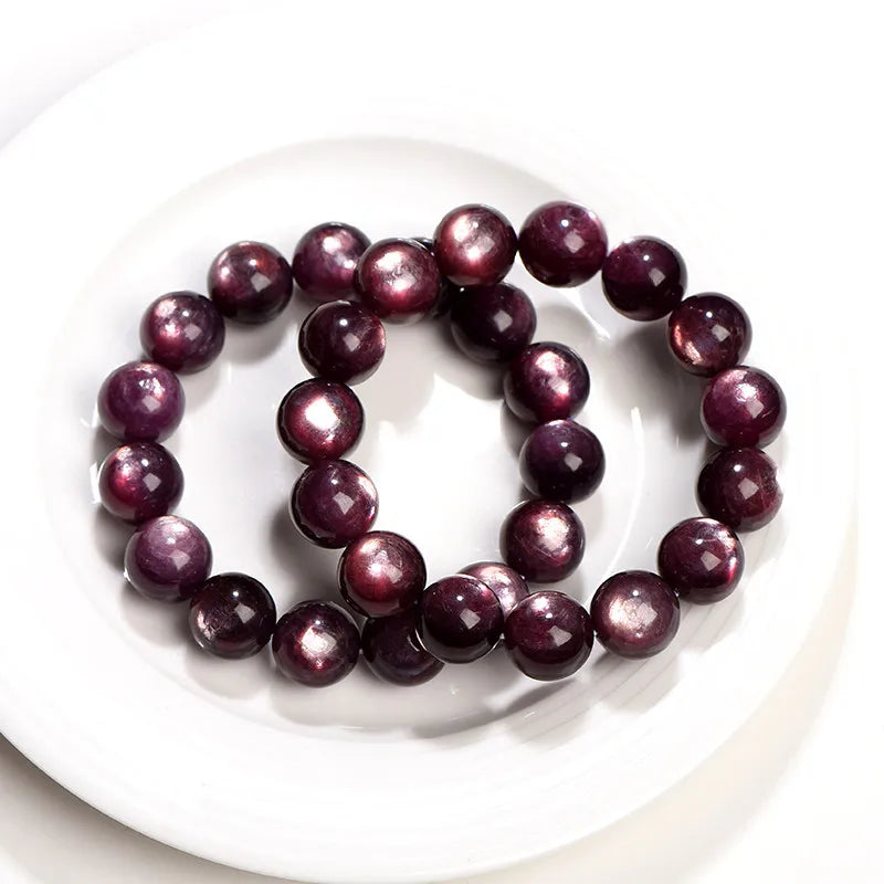 Natural Purple Lepidolite Quartz Beaded Bracelet – Gemstone Jewelry for Men and Women