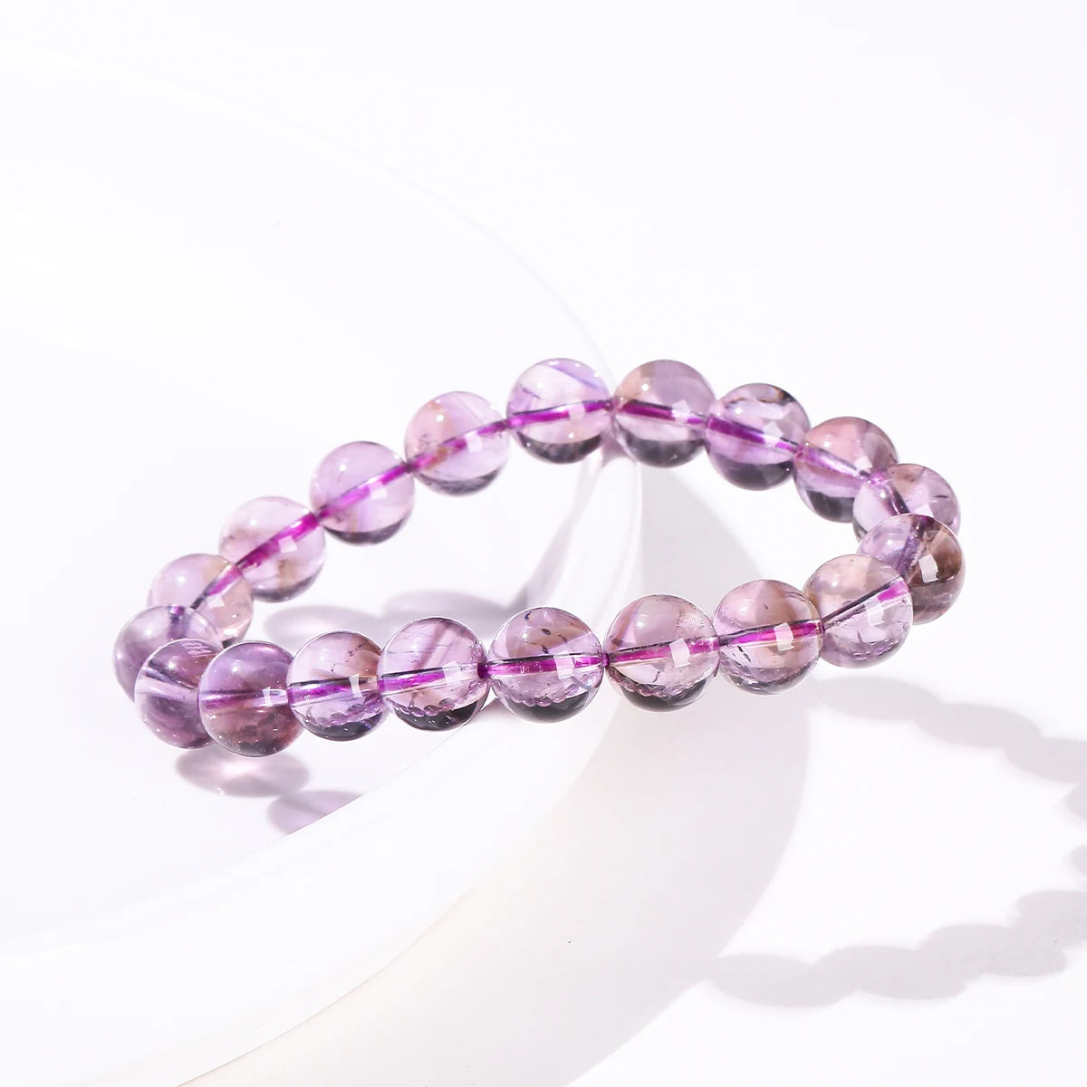 Natural Brazilian Ice Amethyst Beaded Bracelet – Gemstone Jewelry for Women and Me