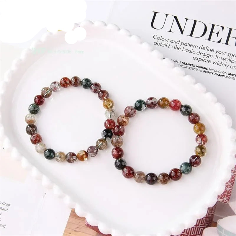 Natural Color Ghost Crystal Beaded Bracelet – Gemstone Jewelry for Men and Women