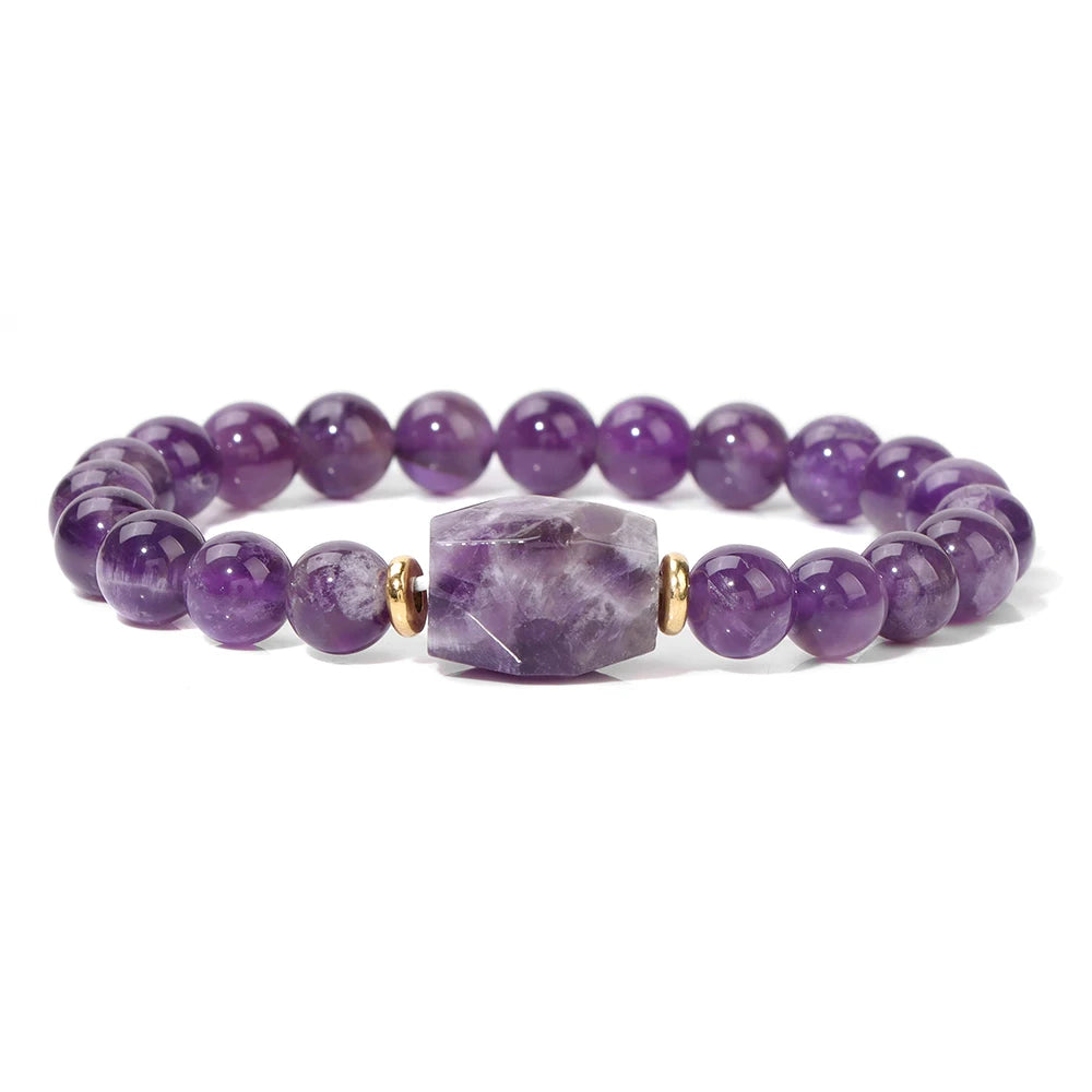 Natural Stone Crystal Beaded Bracelet Handmade Unisex Jewelry