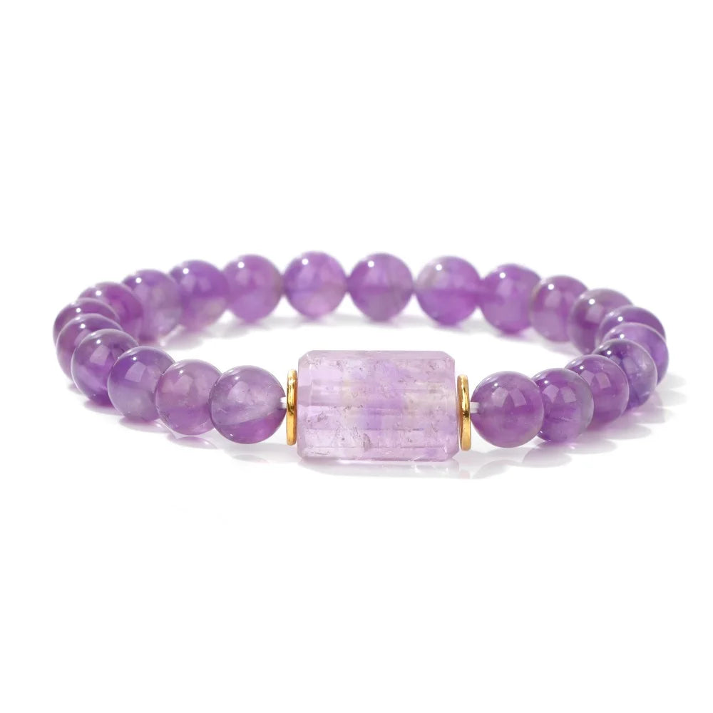 Natural Stone Crystal Beaded Bracelet Handmade Unisex Jewelry