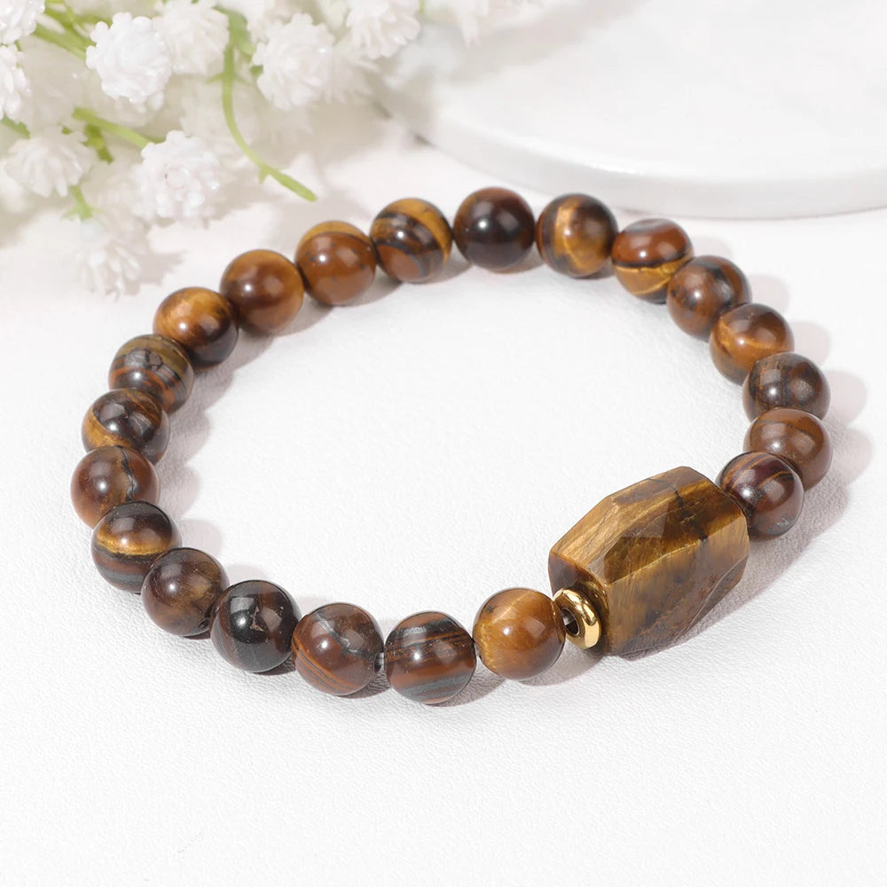 Natural Stone Crystal Beaded Bracelet Handmade Unisex Jewelry