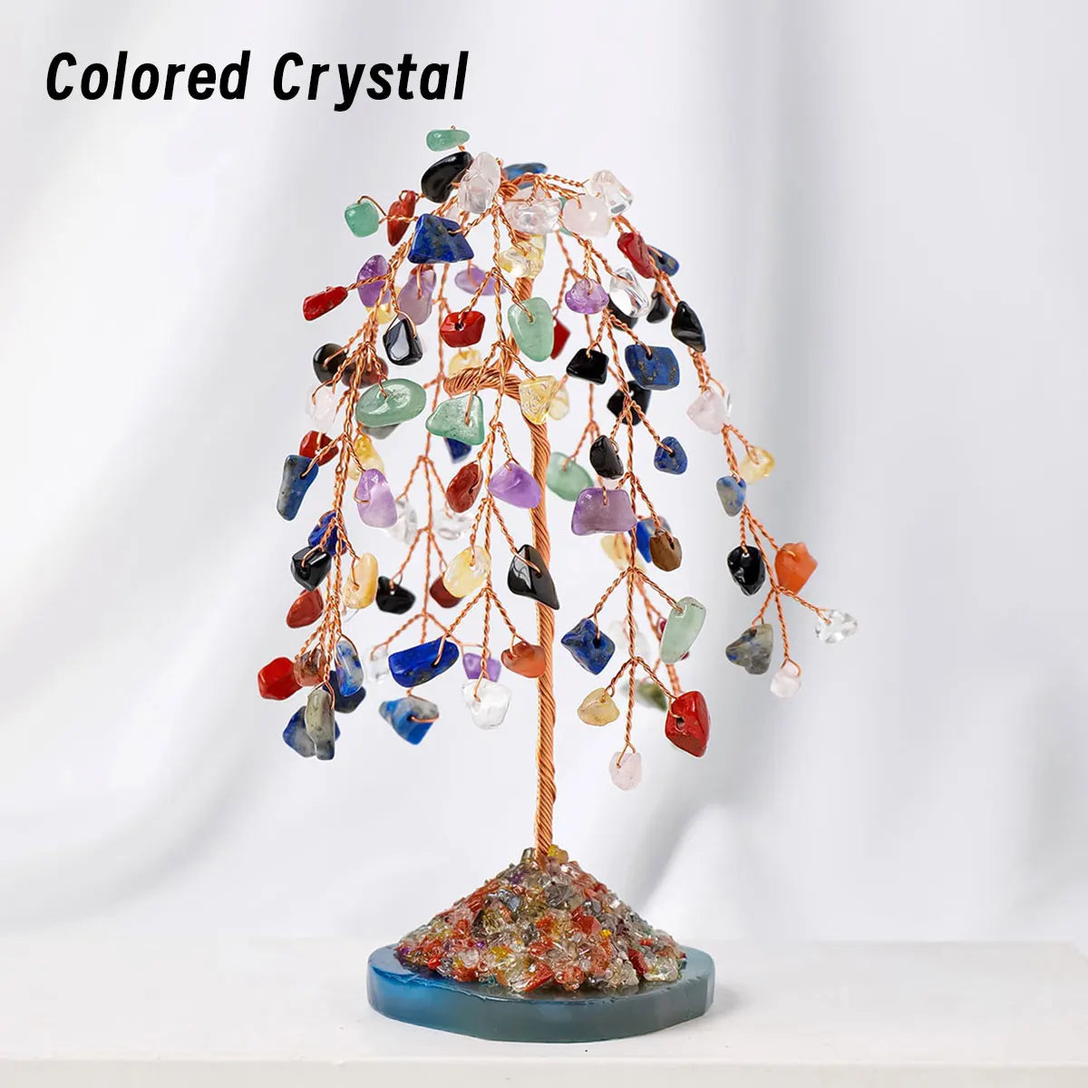 Natural Crystal Gemstone Tree with Amethyst Rose Quartz Agate on Copper Wire Base
