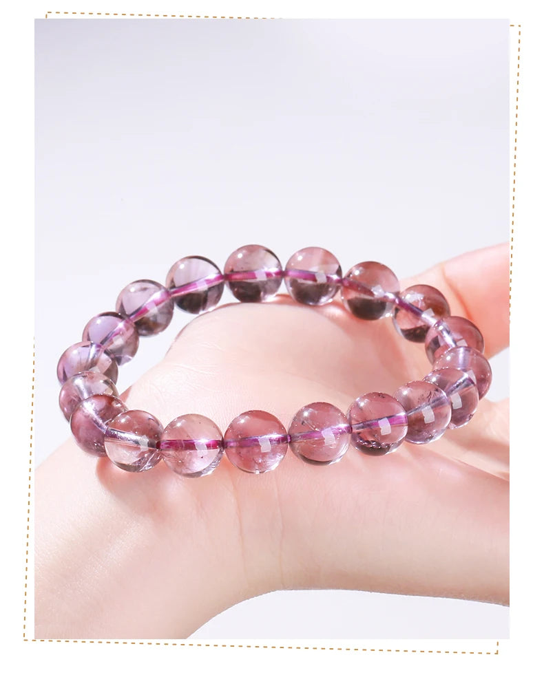 Natural Brazilian Ice Amethyst Beaded Bracelet – Gemstone Jewelry for Women and Me