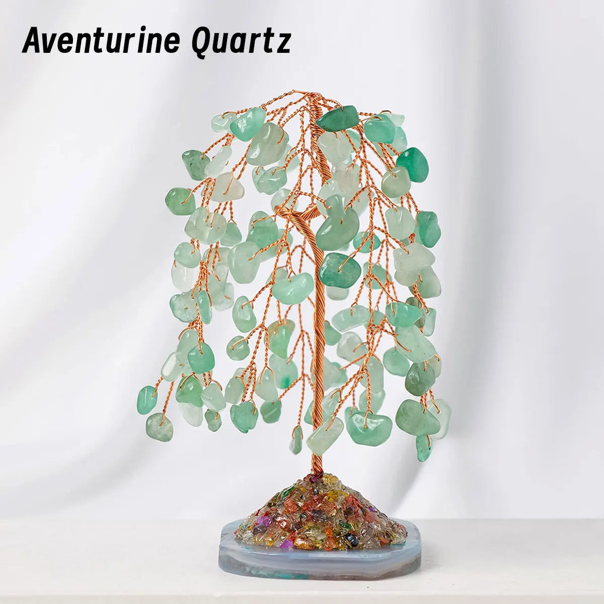 Natural Crystal Gemstone Tree with Amethyst Rose Quartz Agate on Copper Wire Base