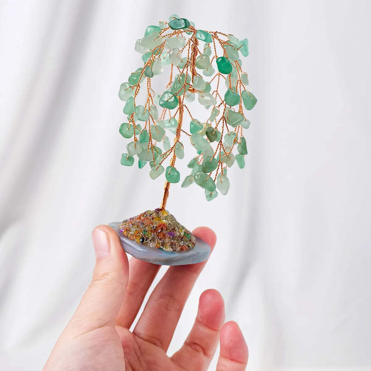 Natural Crystal Gemstone Tree with Amethyst Rose Quartz Agate on Copper Wire Base