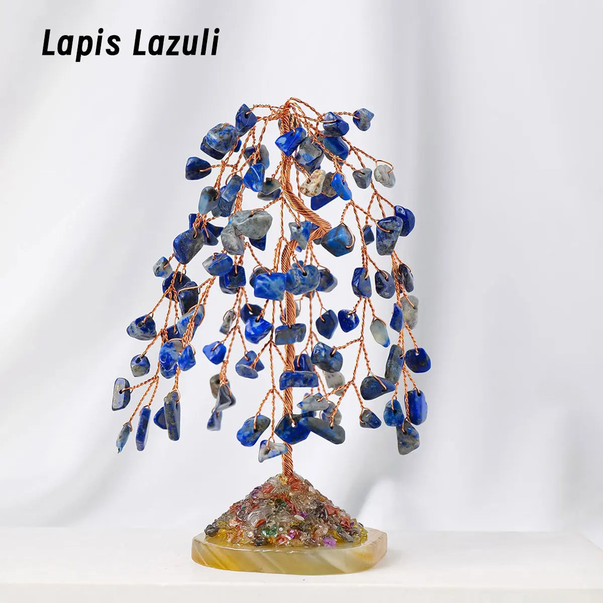 Natural Crystal Gemstone Tree with Amethyst Rose Quartz Agate on Copper Wire Base