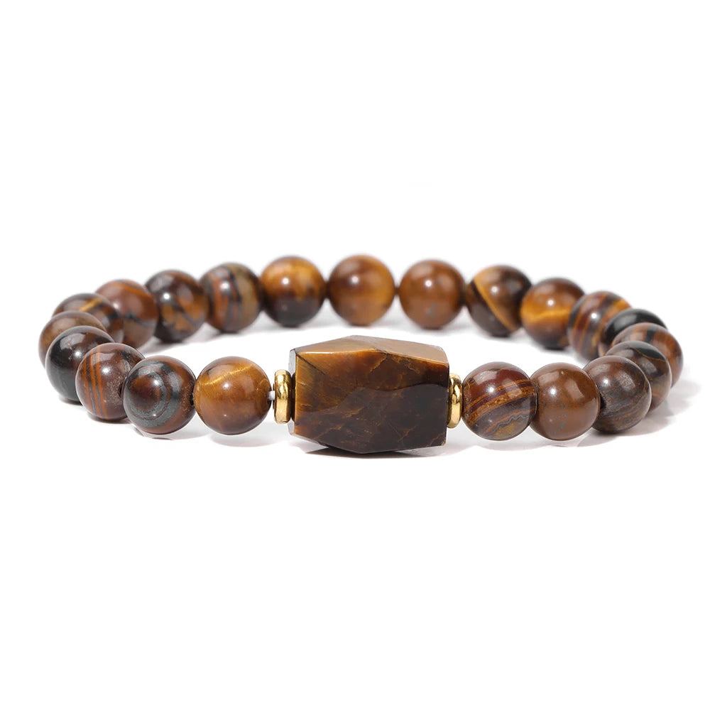Natural Stone Crystal Beaded Bracelet Handmade Unisex Jewelry
