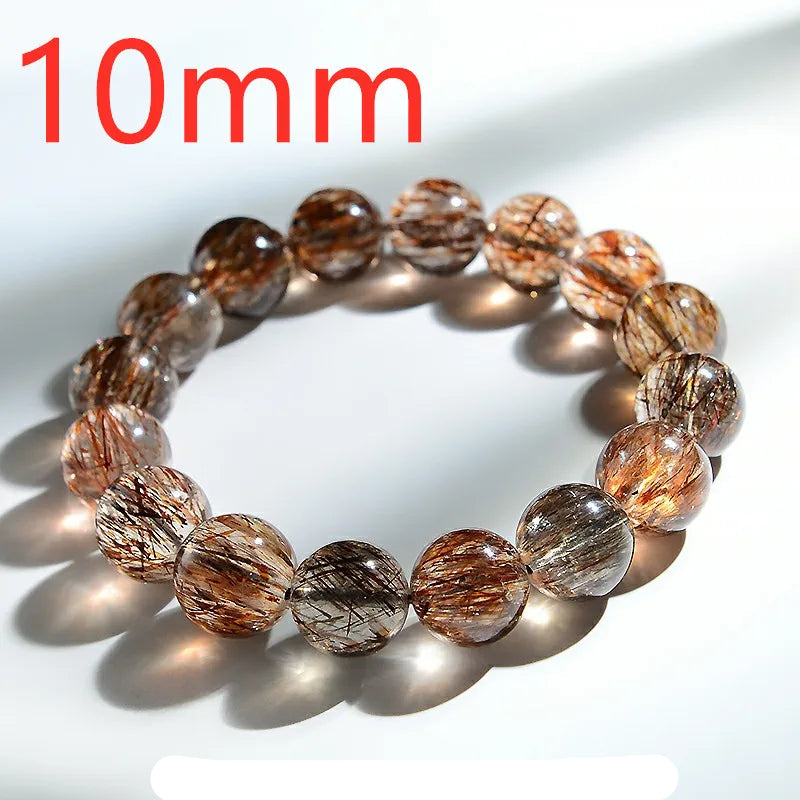 Natural Super Seven Rutilated Quartz Beaded Bracelet – Gemstone Jewelry for Men and Women