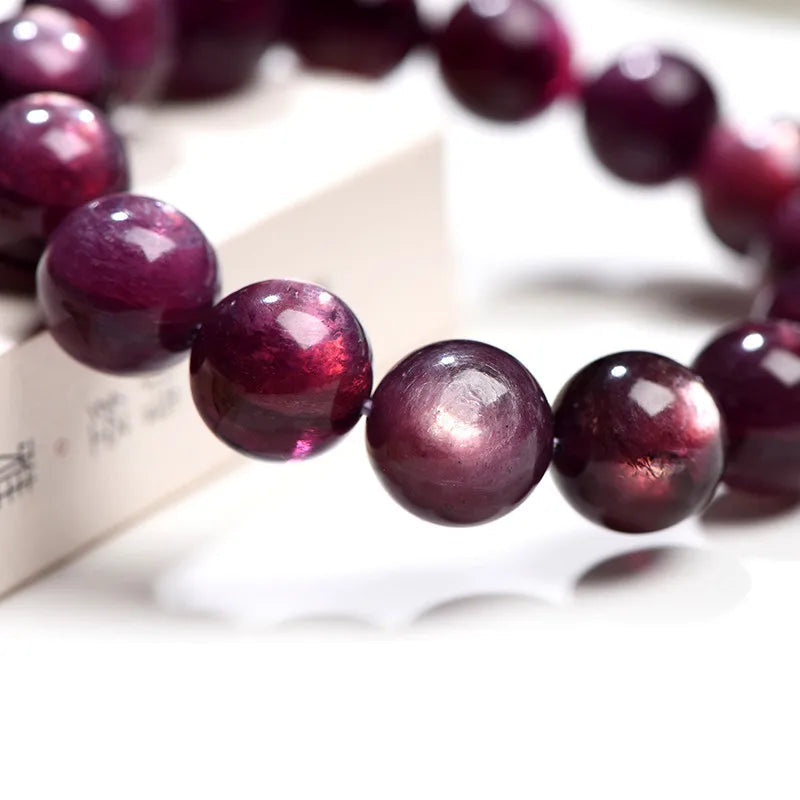 Natural Purple Lepidolite Quartz Beaded Bracelet – Gemstone Jewelry for Men and Women