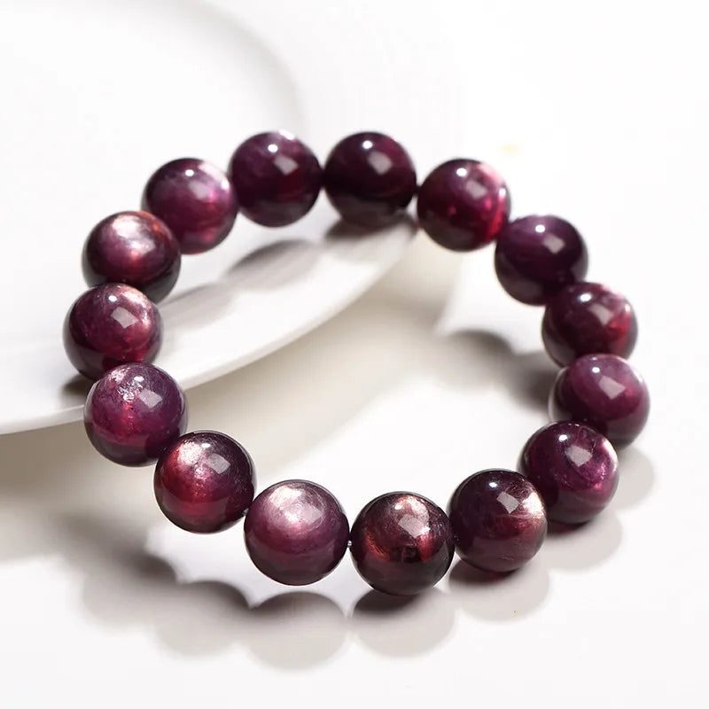 Natural Purple Lepidolite Quartz Beaded Bracelet – Gemstone Jewelry for Men and Women