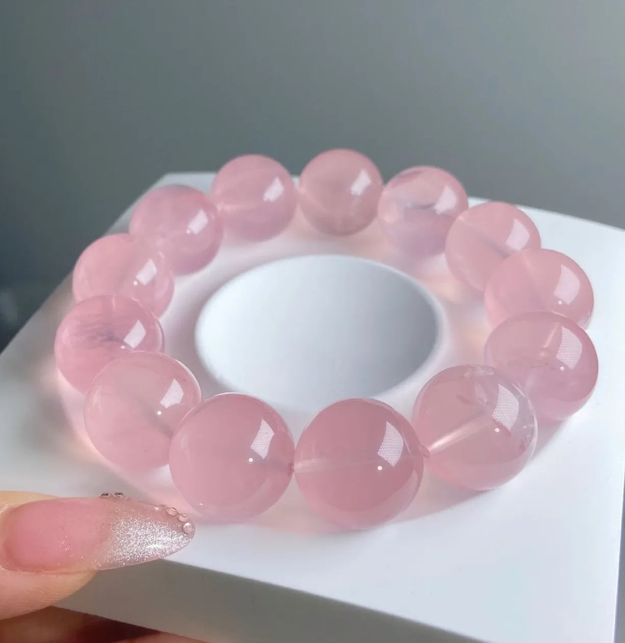 Natural Rose Quartz Beaded Bracelet – Pink Gemstone Jewelry for Men and Women