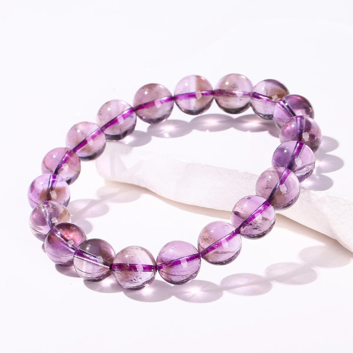 Natural Brazilian Ice Amethyst Beaded Bracelet – Gemstone Jewelry for Women and Me