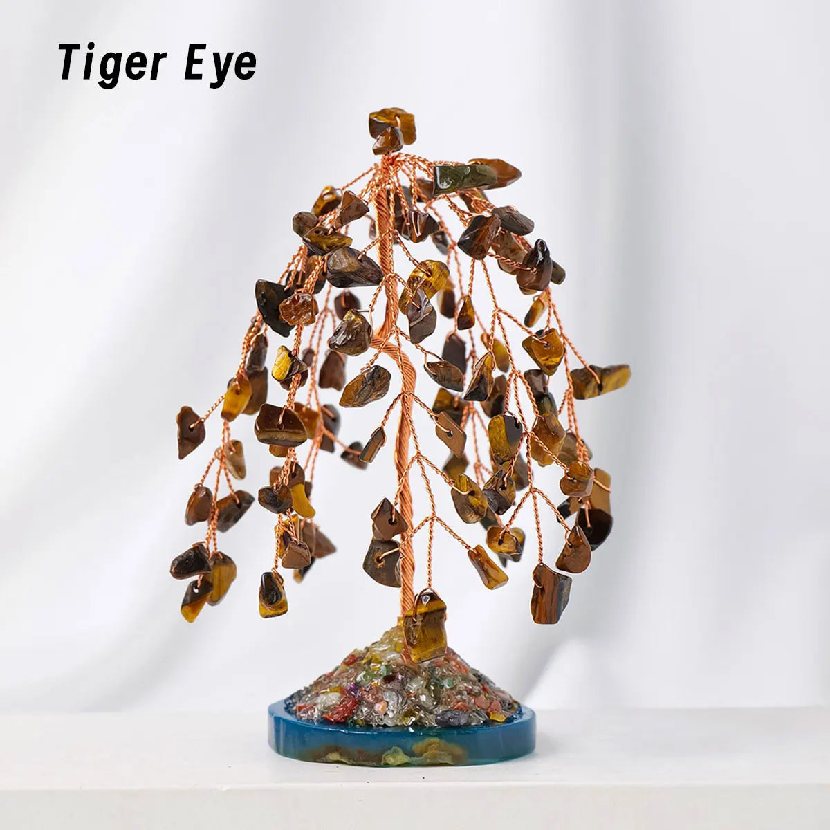 Natural Crystal Gemstone Tree with Amethyst Rose Quartz Agate on Copper Wire Base