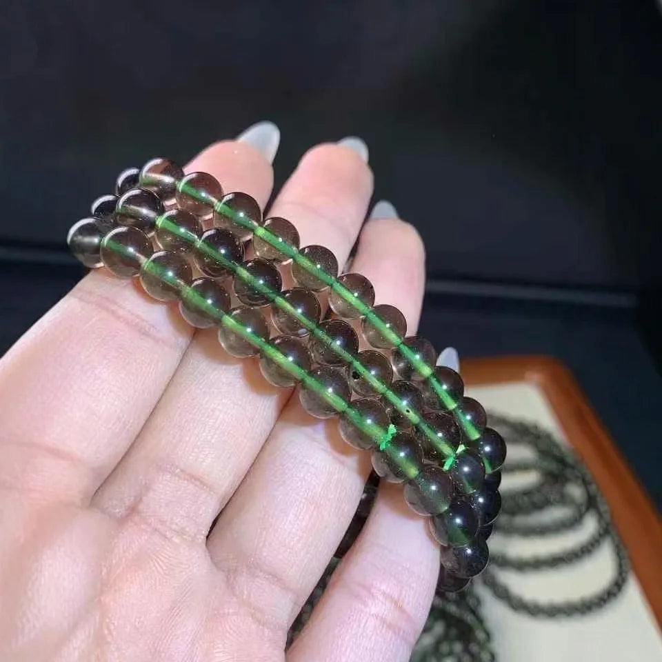 Natural Green Moldavite Beaded Bracelet – Handmade Crystal Stone Jewelry