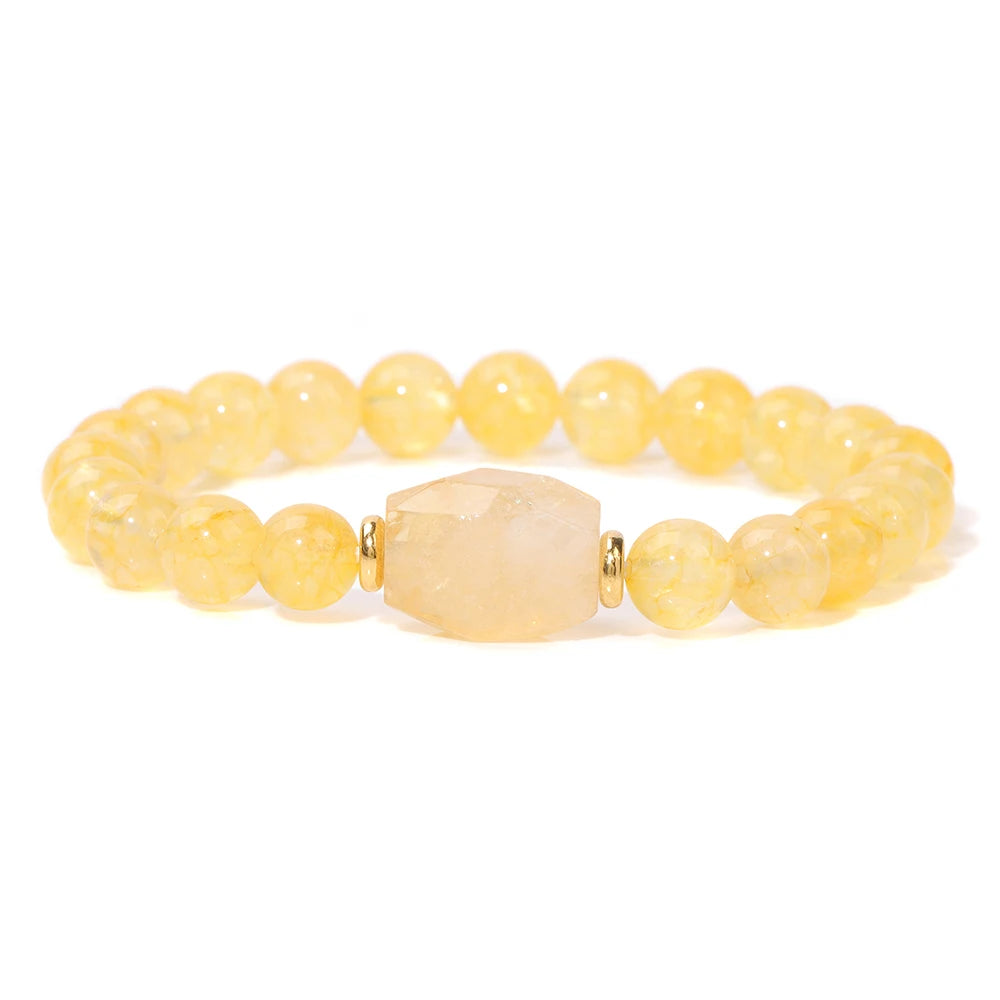 Natural Stone Crystal Beaded Bracelet Handmade Unisex Jewelry