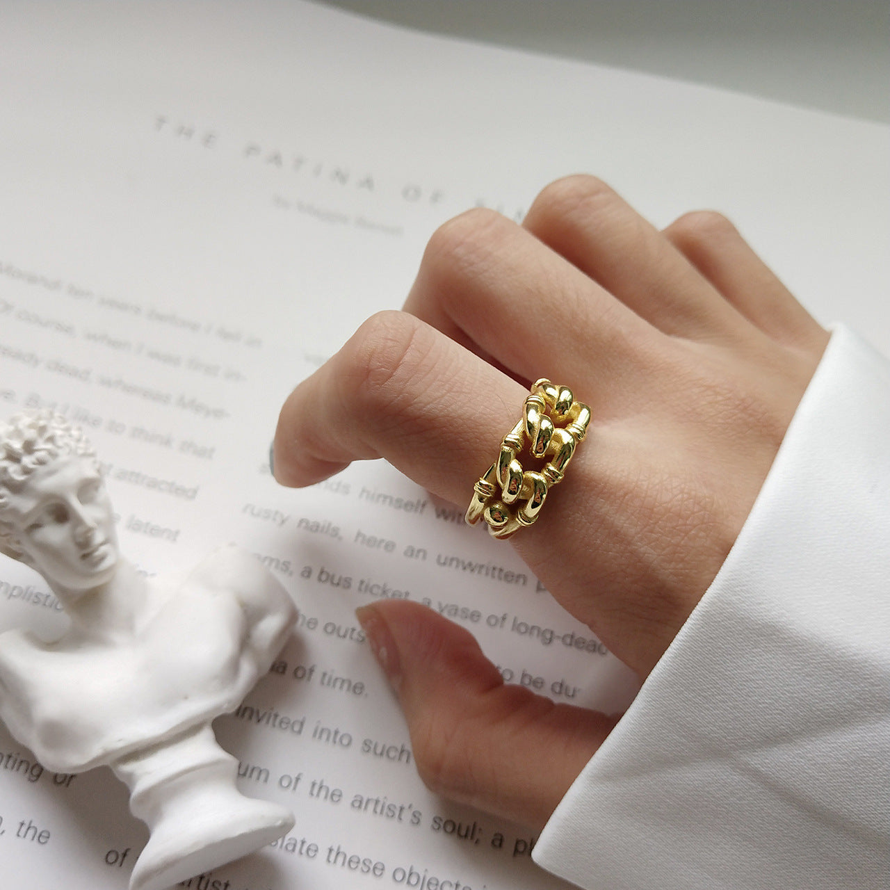 Jewelry Minimalist  Trend Golden Industrial Style Ring fashion accessories