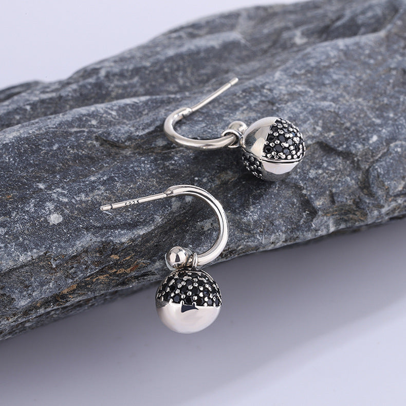 925 Sterling Silver Wishing Ball Small Design Zircon Earrings