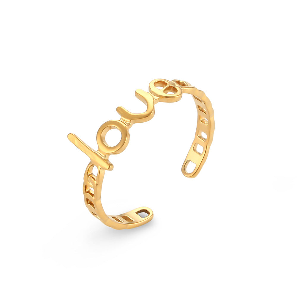 Light Luxury Design Popular Gold Hollow Stainless Steel Ring