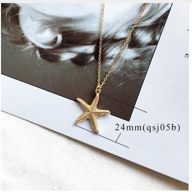 New Fashion Gold Alloy Necklace for Women - Model Conch Pendant Necklace, Summer Jewelry, Starfish Necklace