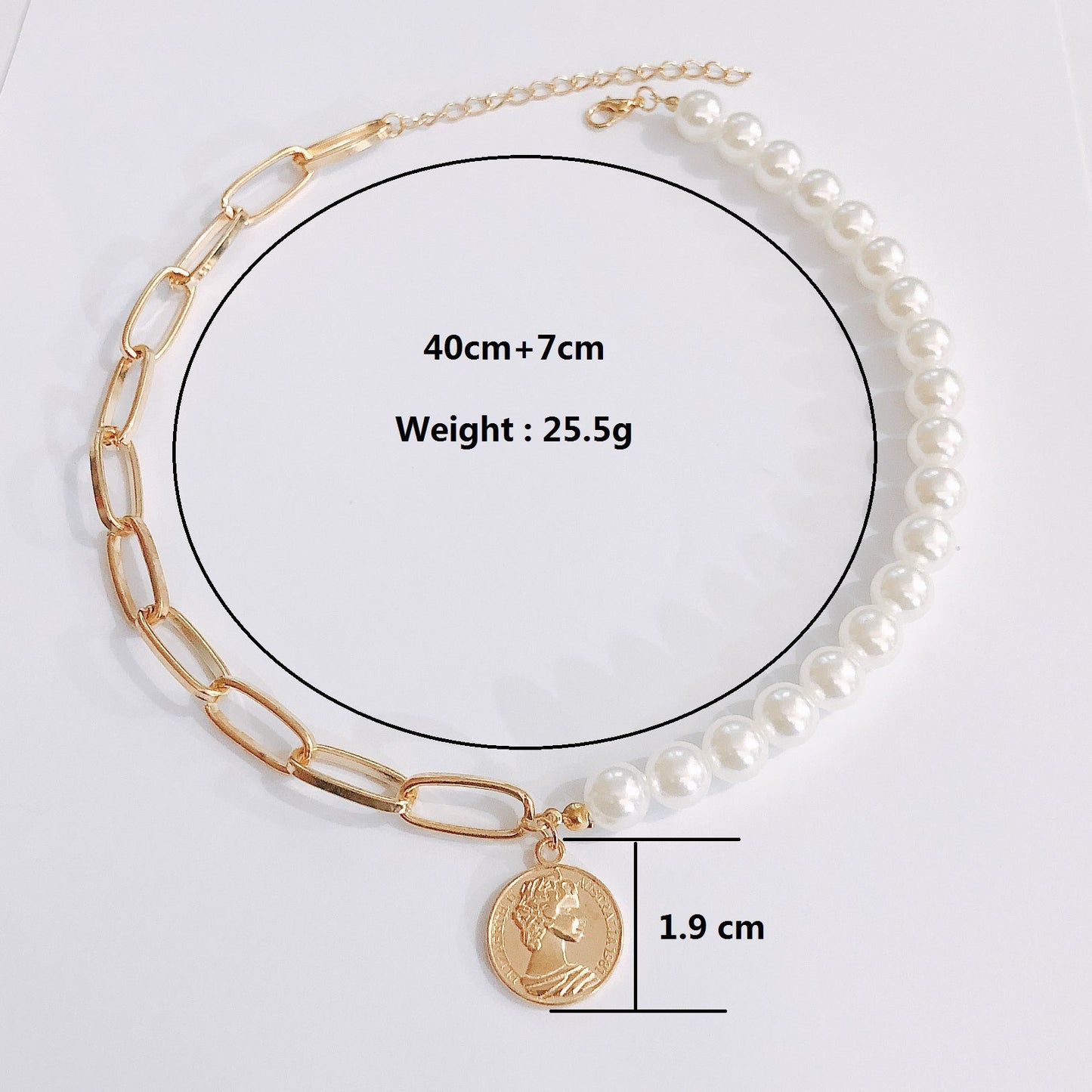 Pearl coin beauty head necklace