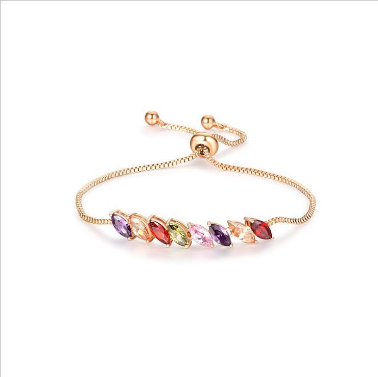 Bohemian Rainbow Tennis Bracelet for Women, Adjustable Bracelet