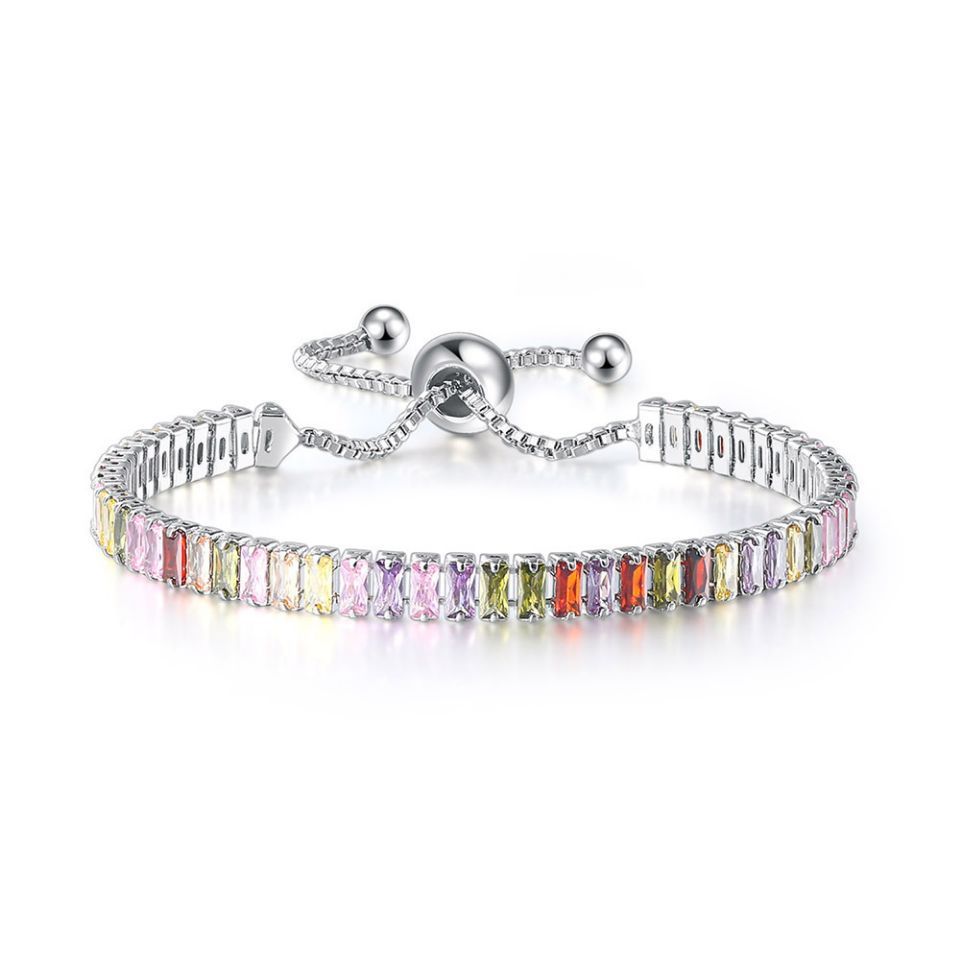 Bohemian Rainbow Tennis Bracelet for Women, Adjustable Bracelet